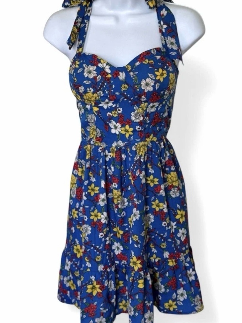 NWT BOG Collective Blue Floral Halter Sundress - Women's Cute Summer Dress Small